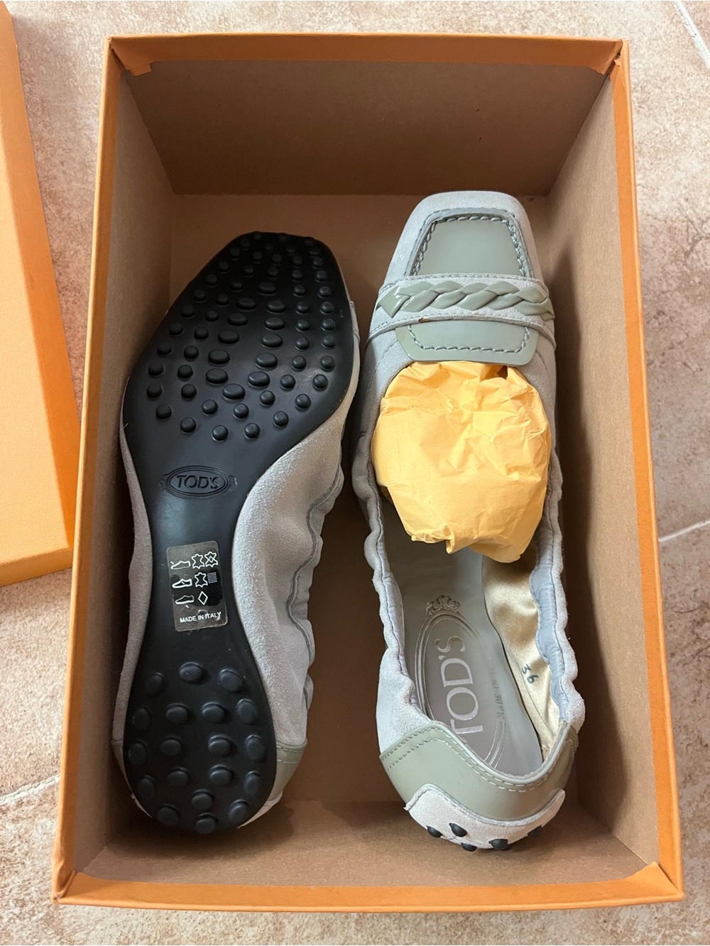 Tod's Light Gray Loafers. New w box / satin bag